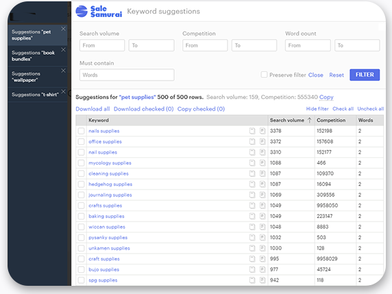 Sale Samurai - Etsy SEO Analytics  Keyword Search Volume Review