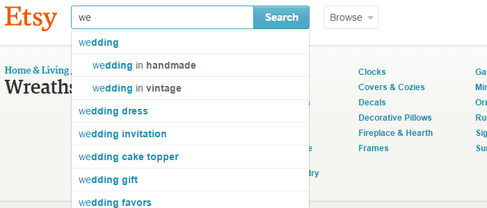 Top searched keywords on Etsy